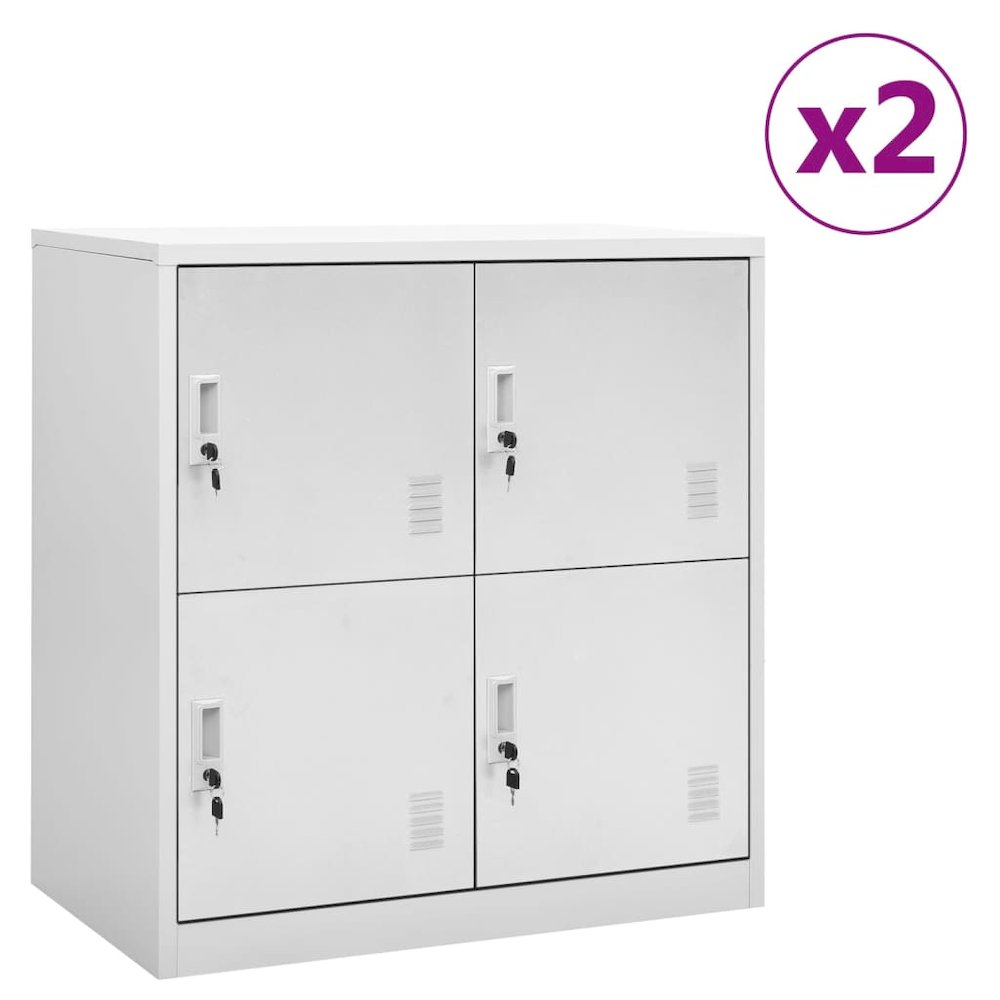Locker Cabinet Set of 2 Light grey Steel 36.4 in tall, compact