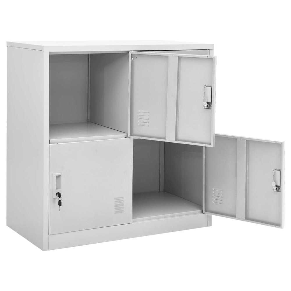 Locker Cabinet Set of 2 Light grey Steel 36.4 in tall, compact