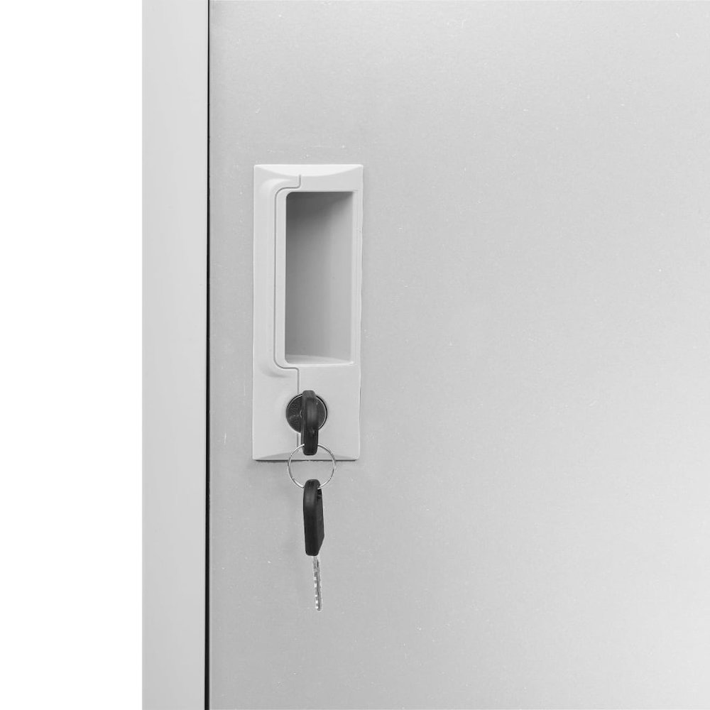 Locker Cabinet Set of 2 Light grey Steel 36.4 in tall, compact
