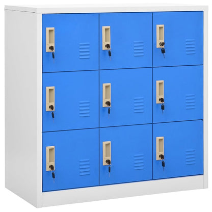 Locker Cabinet Set of 2 Light grey and blue Steel Medium