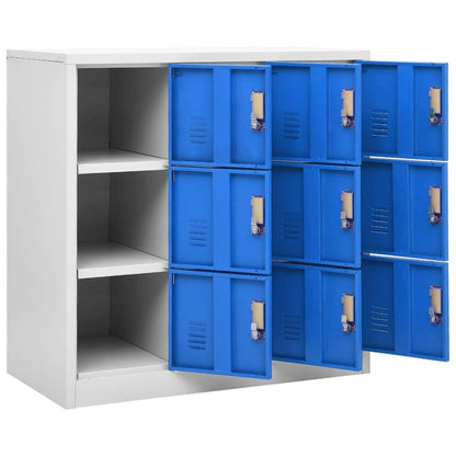 Locker Cabinet Set of 2 Light grey and blue Steel Medium