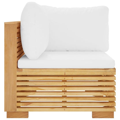 Corner Sofa Teak and Cream Solid Teak Wood, Polyester Medium