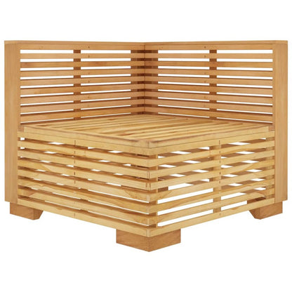 Corner Sofa Teak and Cream Solid Teak Wood, Polyester Medium