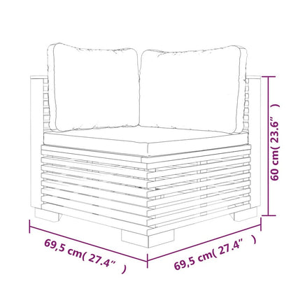 Corner Sofa Teak and Cream Solid Teak Wood, Polyester Medium