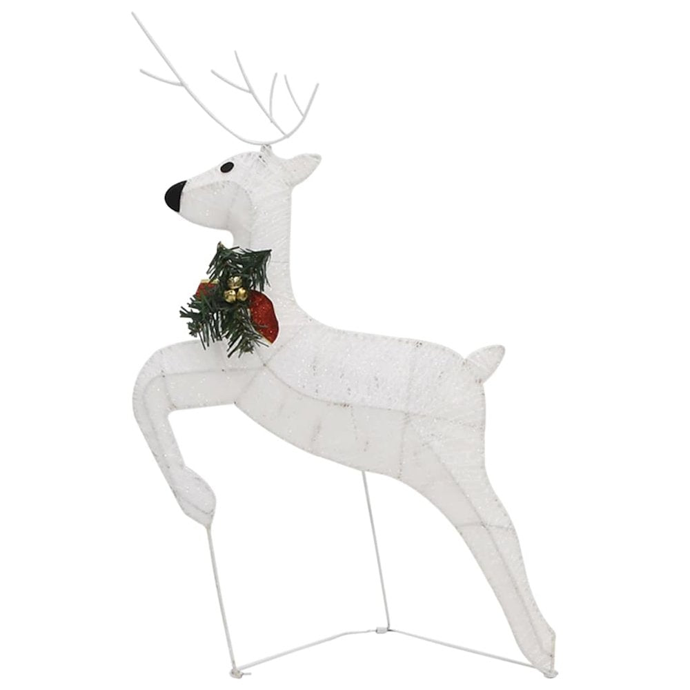 Reindeer And Sleigh Christmas Decoration Set of 2 White