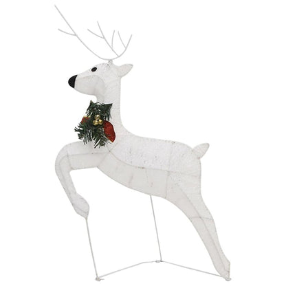 Reindeer And Sleigh Christmas Decoration Set of 2 White
