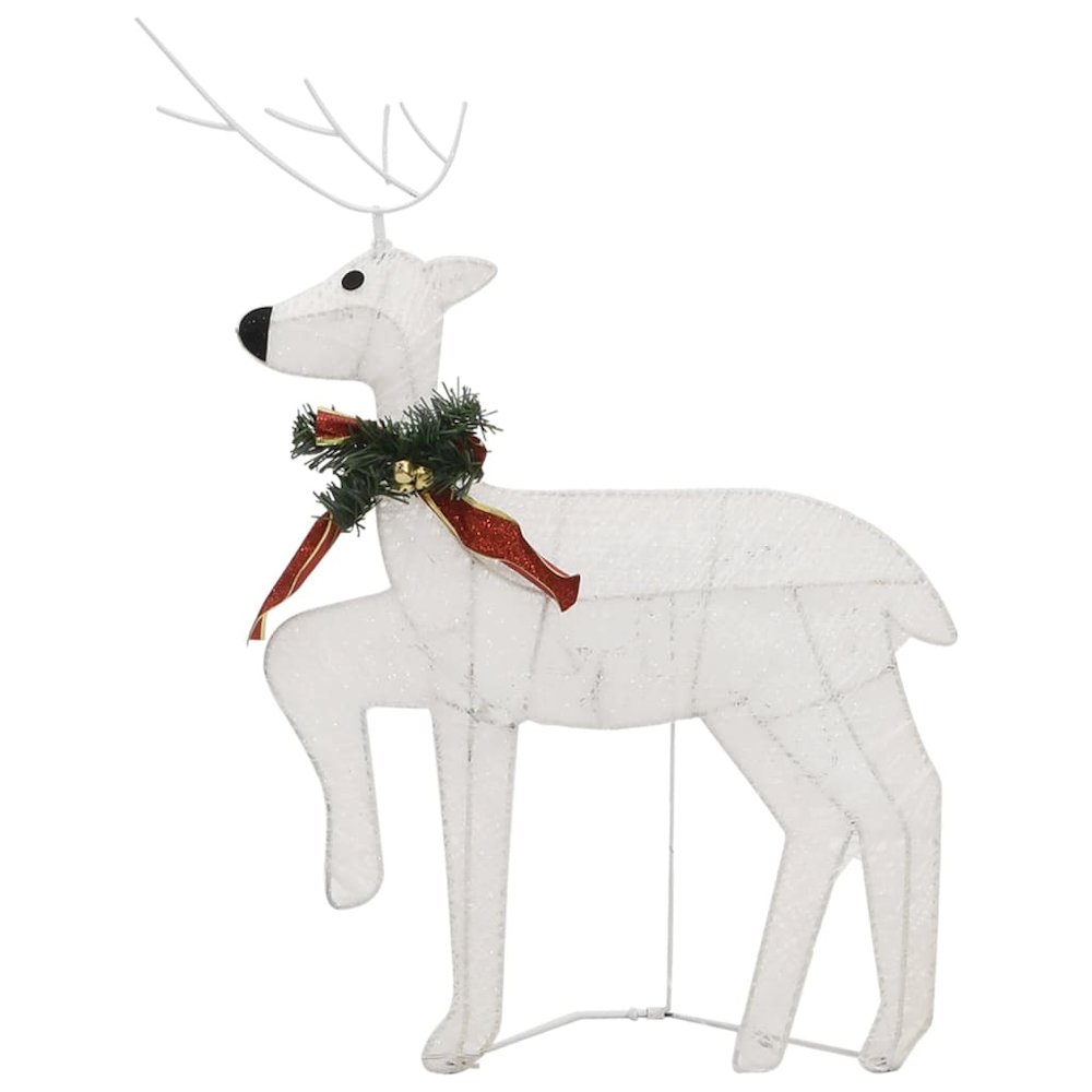 Reindeer And Sleigh Christmas Decoration Set of 2 White