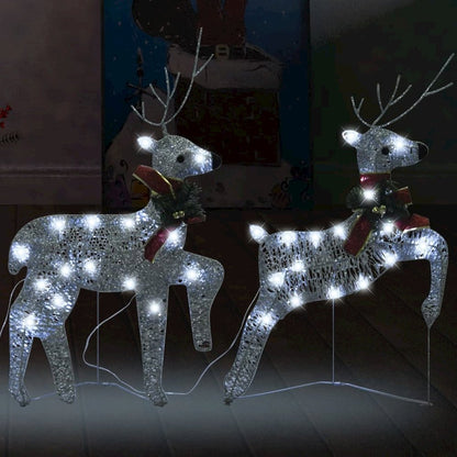 Christmas Reindeer Set of 2 Silver Mesh and Metal Medium