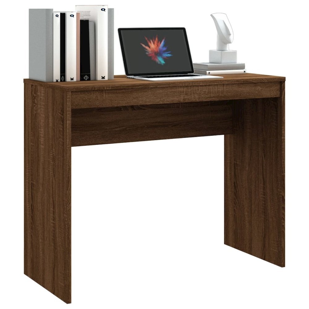 Desk Brown oak Engineered wood Small Modern Desk Rectangular