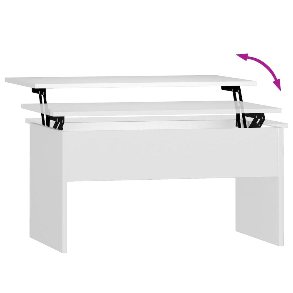 Coffee Table White Engineered wood Medium Height-Adjustable