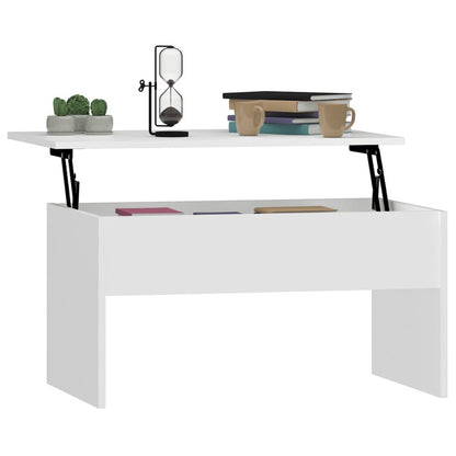 Coffee Table White Engineered wood Medium Height-Adjustable