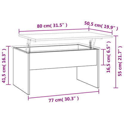 Coffee Table White Engineered wood Medium Height-Adjustable