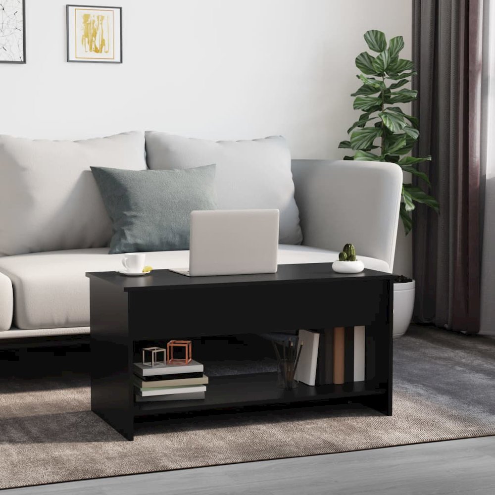 Coffee Table Black Engineered Wood Medium Coffee Table