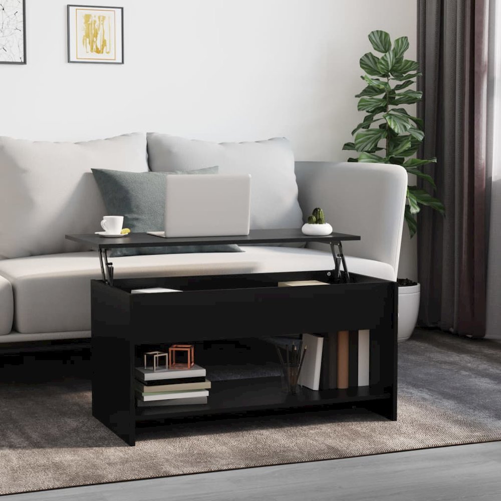 Coffee Table Black Engineered Wood Medium Coffee Table