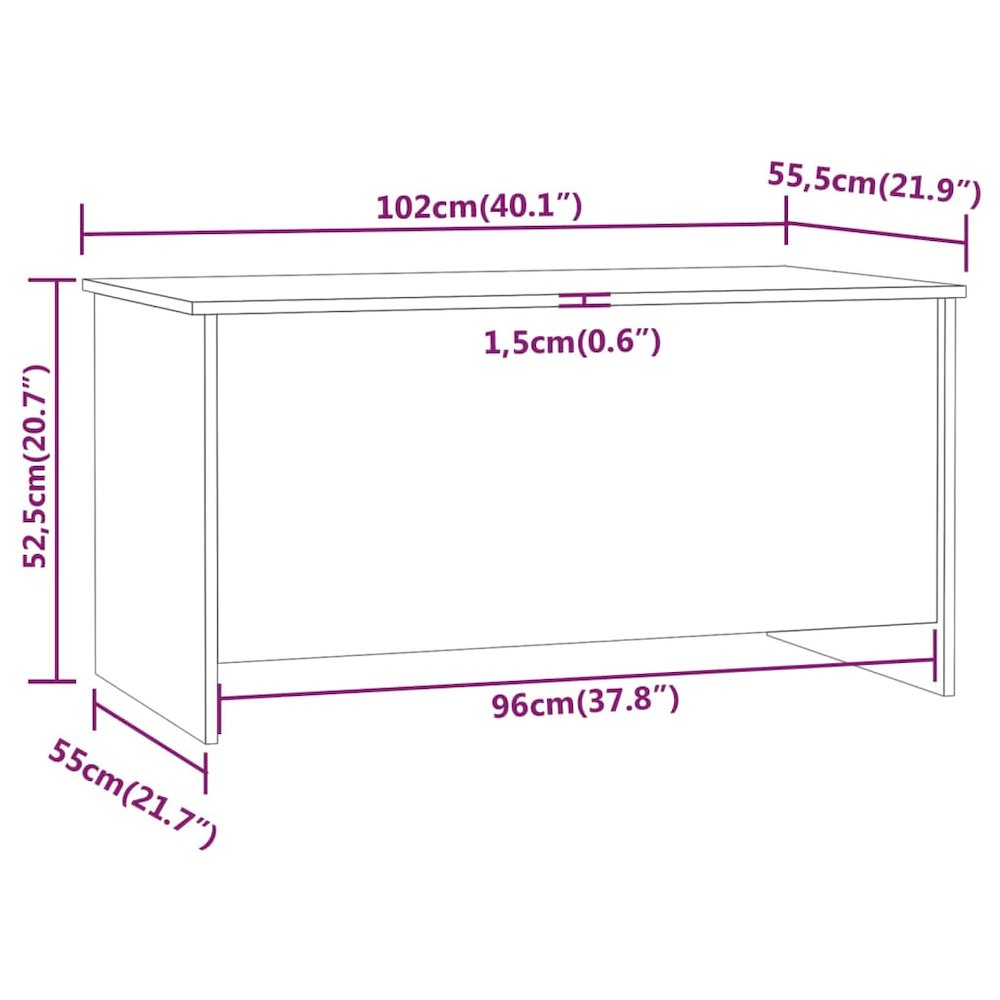 Coffee Table High gloss white Engineered wood 40.2 x 21.9 x 20.7 in