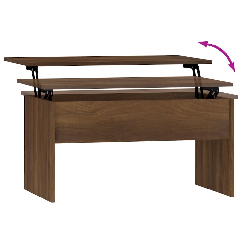 Coffee Table Brown Oak Engineered Wood Medium Height-Adjustable