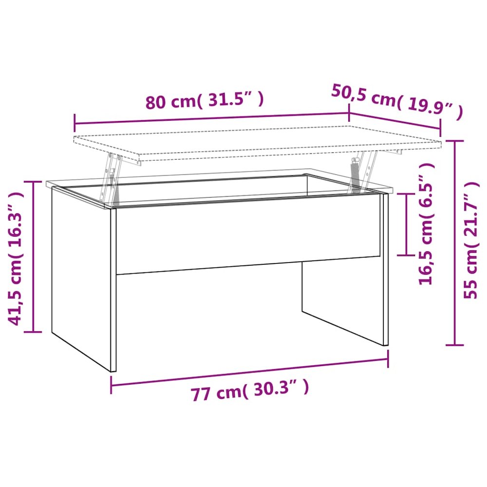 Coffee Table Brown Oak Engineered Wood Medium Height-Adjustable