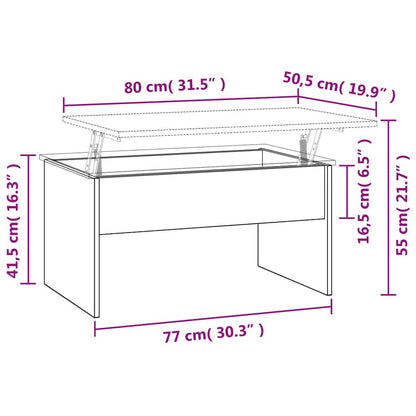 Coffee Table Brown Oak Engineered Wood Medium Height-Adjustable