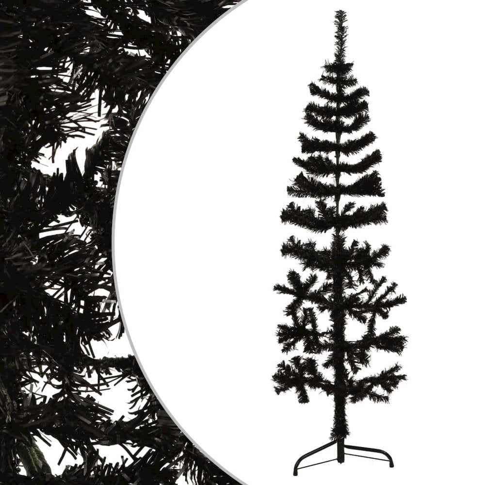 Artificial Half Christmas Tree Black PVC, Steel