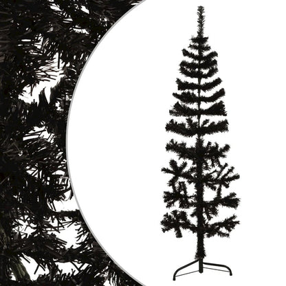 Artificial Half Christmas Tree Black PVC, Steel