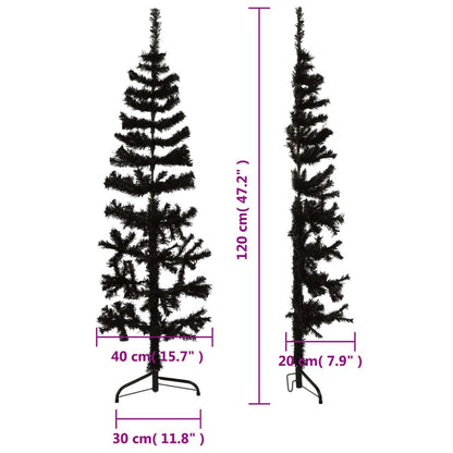 Artificial Half Christmas Tree Black PVC, Steel