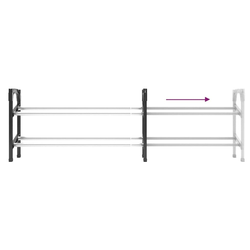 Shoe Rack Black and Silver Aluminum, Polystyrene, PE Medium