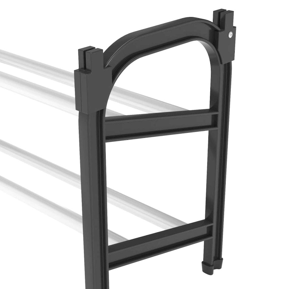 Shoe Rack Black and Silver Aluminum, Polystyrene, PE Medium