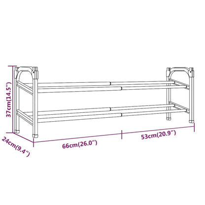 Shoe Rack Black and Silver Aluminum, Polystyrene, PE Medium