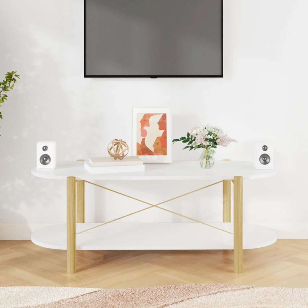 Coffee Table White Engineered Wood Medium Coffee Table