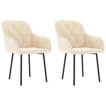 Dining Chair Set of 2 Cream Velvet (100% polyester), metal, plywood