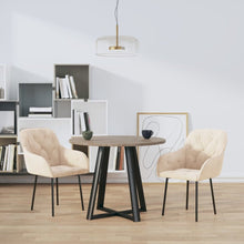 Dining Chair Set of 2 Cream Velvet (100% polyester), metal, plywood