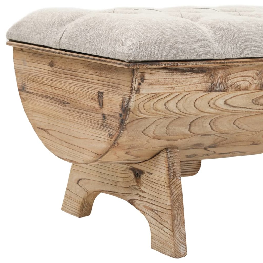 Storage Bench Natural wood and beige