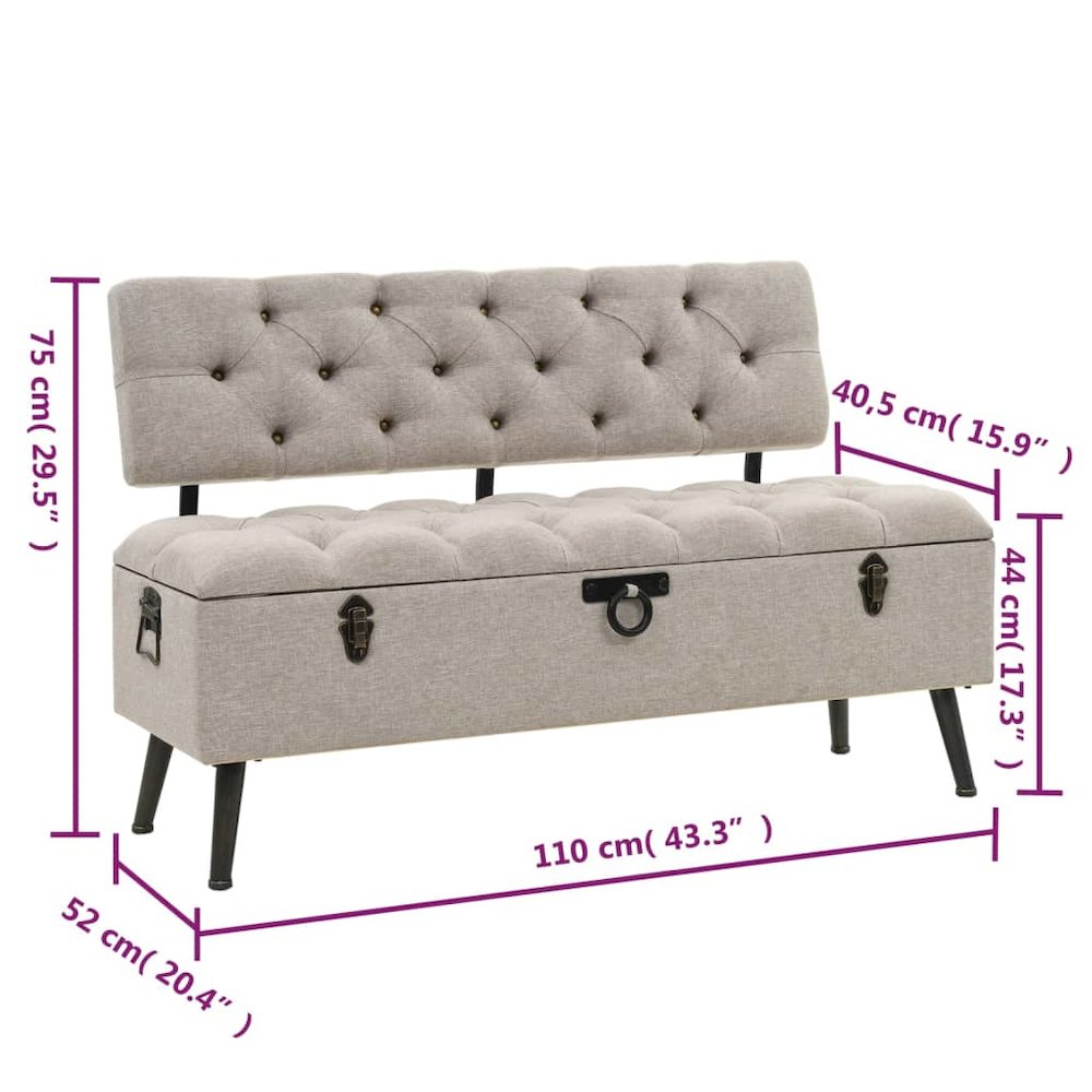 Storage Bench Cream Engineered wood 43.3 inches Storage Bench