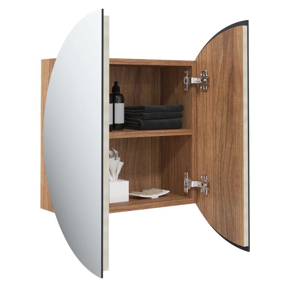 Bathroom Cabinet Oak Engineered wood, glass, PVC, copper Small