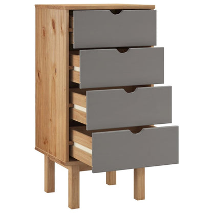 Drawer Cabinet Brown and Grey Solid Pine Wood Medium