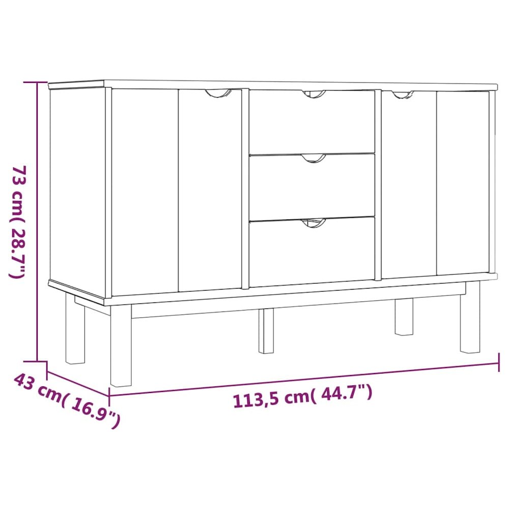 Sideboard Brown Solid pine wood, engineered wood Medium/Large