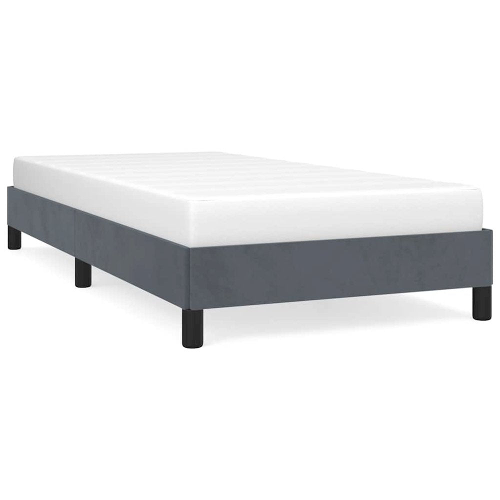 Bed Frame Dark Gray Velvet, Plywood, Engineered Wood Twin XL