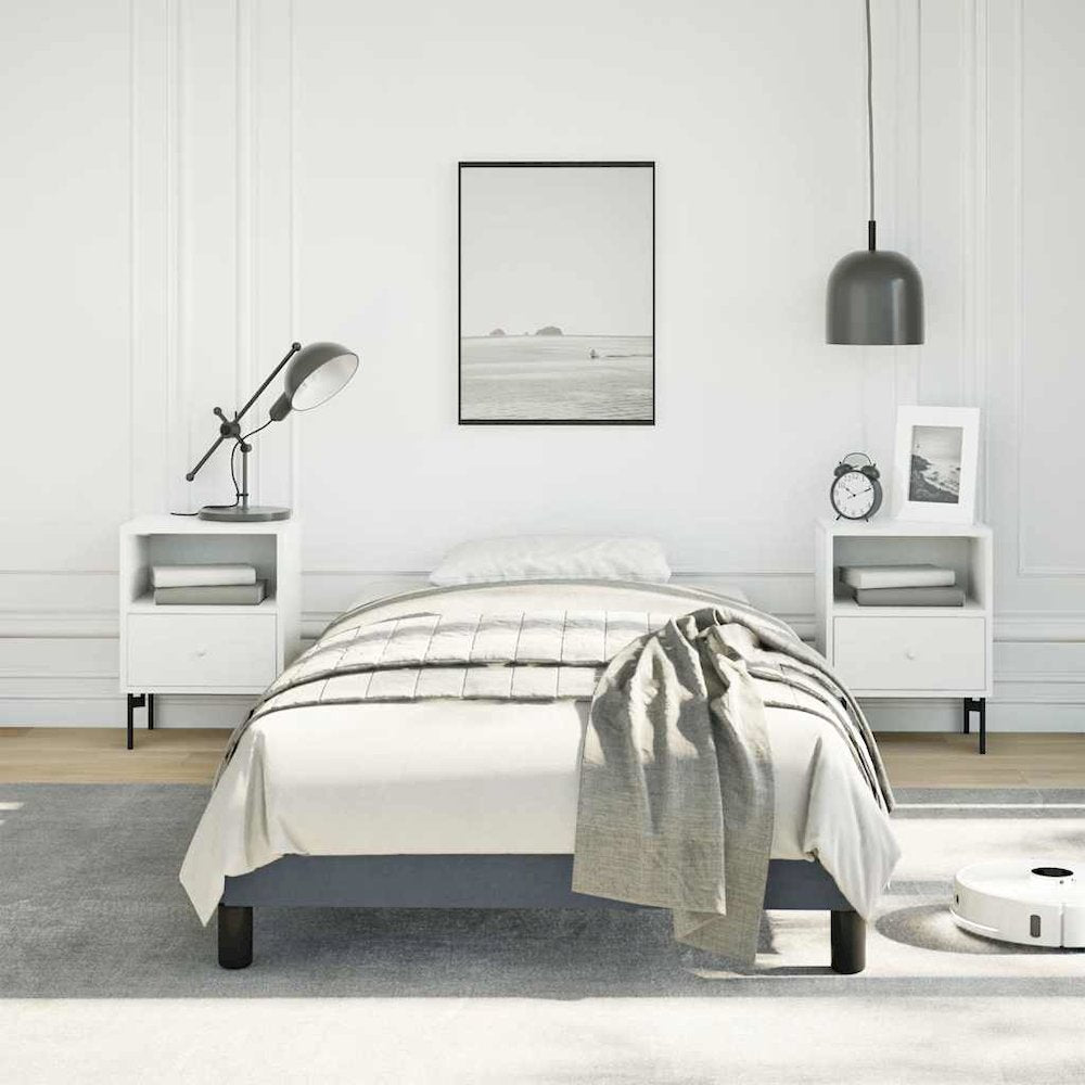 Bed Frame Dark Gray Velvet, Plywood, Engineered Wood Twin XL