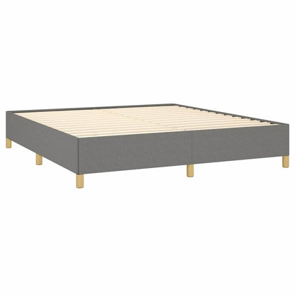 Bed Frame Dark Grey Polyester Fabric Double Bed Frame