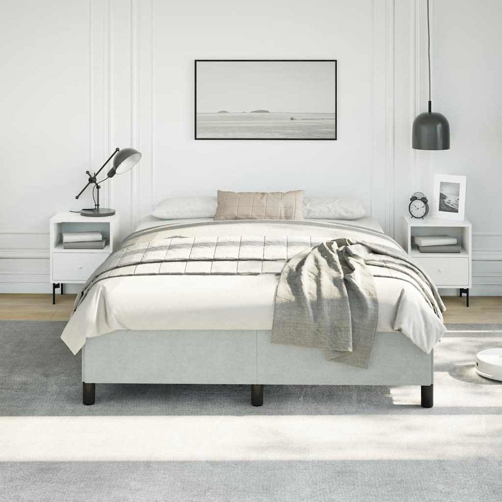 Bed Frame Light Grey Velvet (100% polyester), plywood Full
