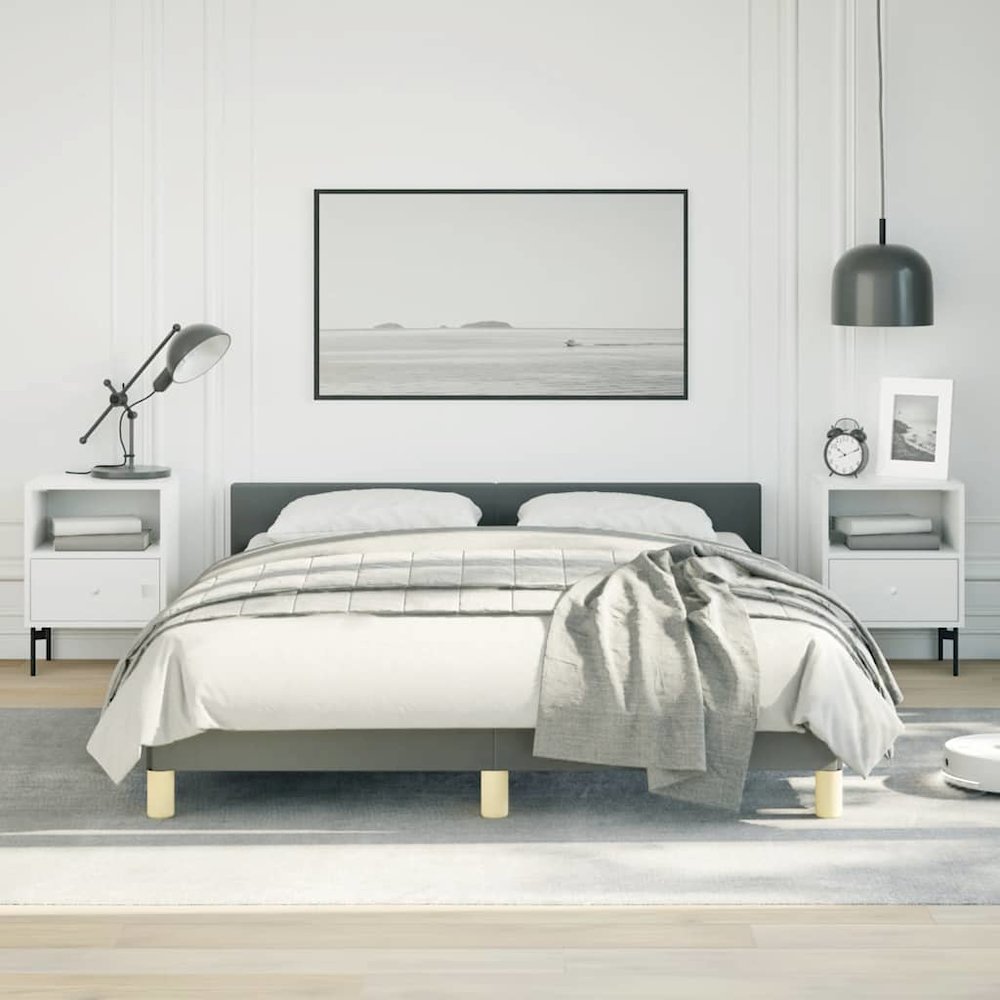 Bed Frame With Headboard Dark Gray