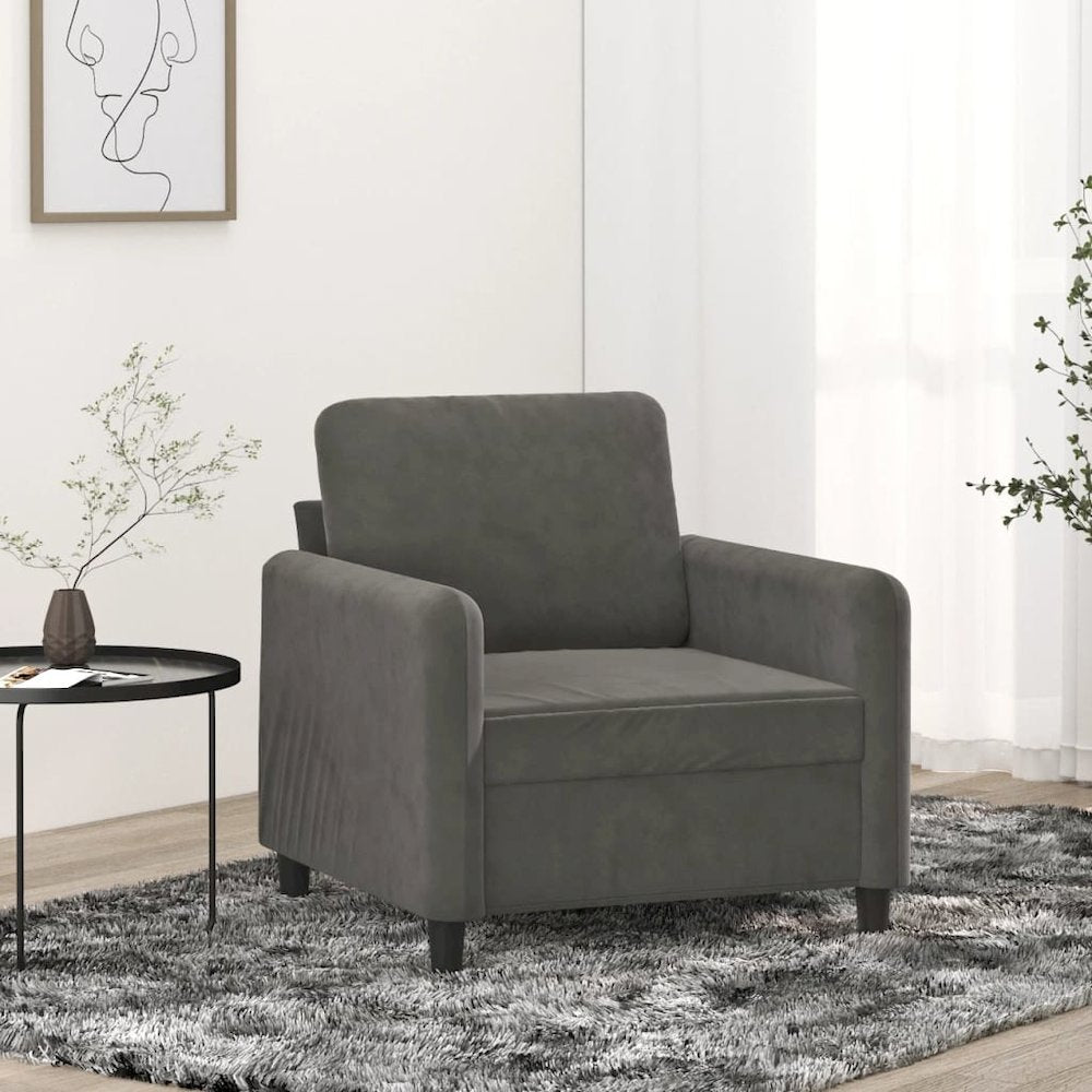 Sofa Chair Dark grey Velvet (100% polyester), metal, plywood