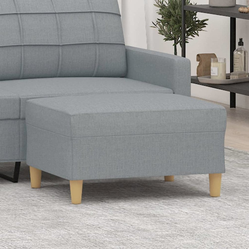 Footstool Light grey 100% polyester fabric, plywood, foam