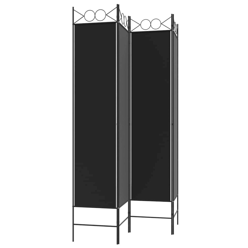 4-Panel Room Divider Black 63"x78.7" Fabric