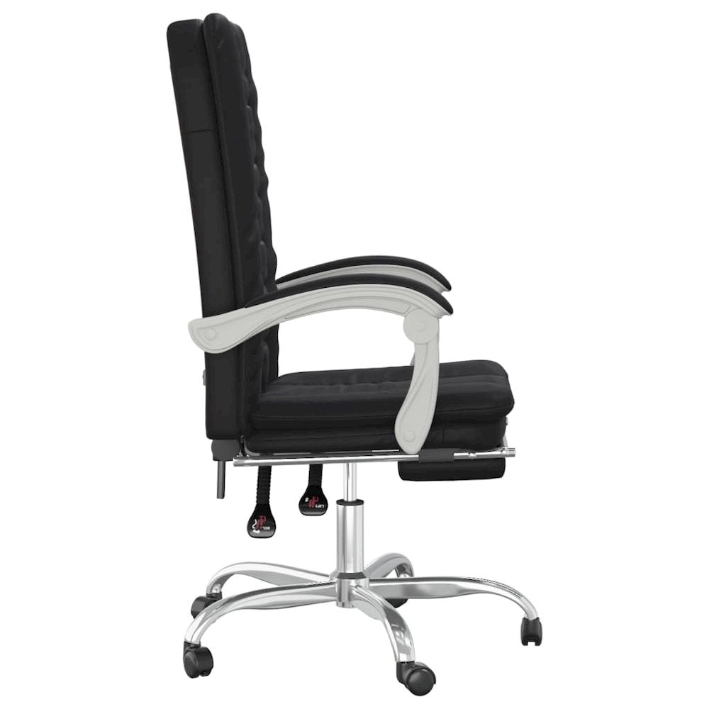 Reclining Office Chair Black Faux leather, Foam, Metal, Plywood