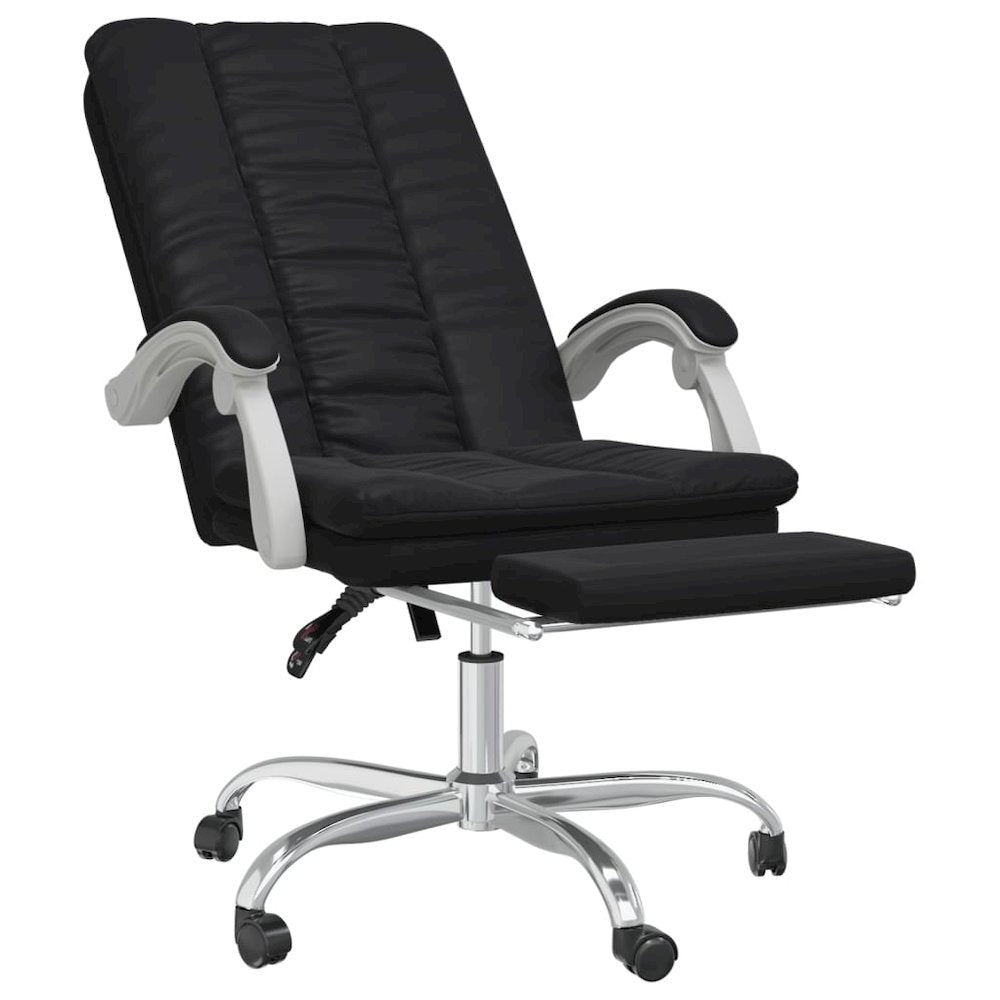 Reclining Office Chair Black Faux leather, Foam, Metal, Plywood