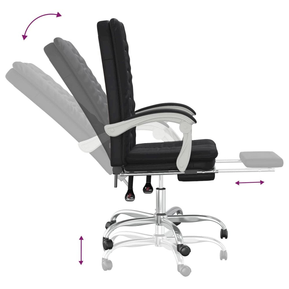 Reclining Office Chair Black Faux leather, Foam, Metal, Plywood