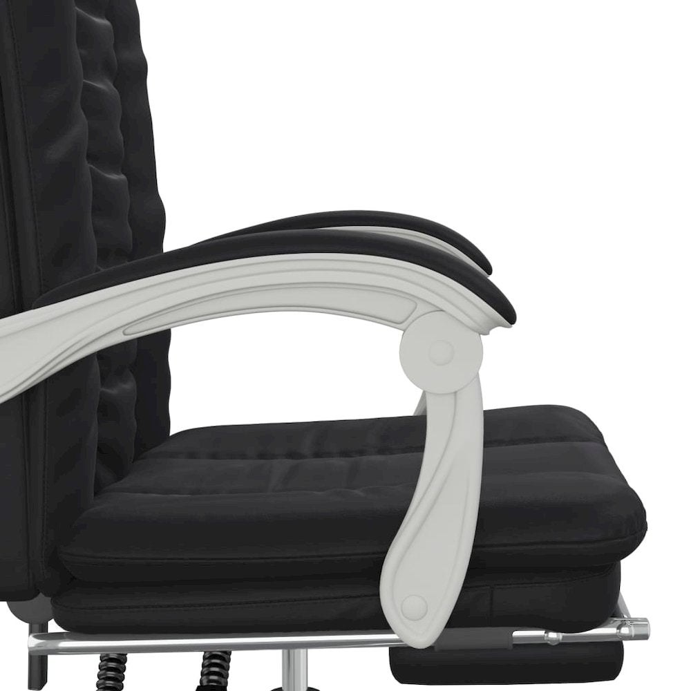 Reclining Office Chair Black Faux leather, Foam, Metal, Plywood
