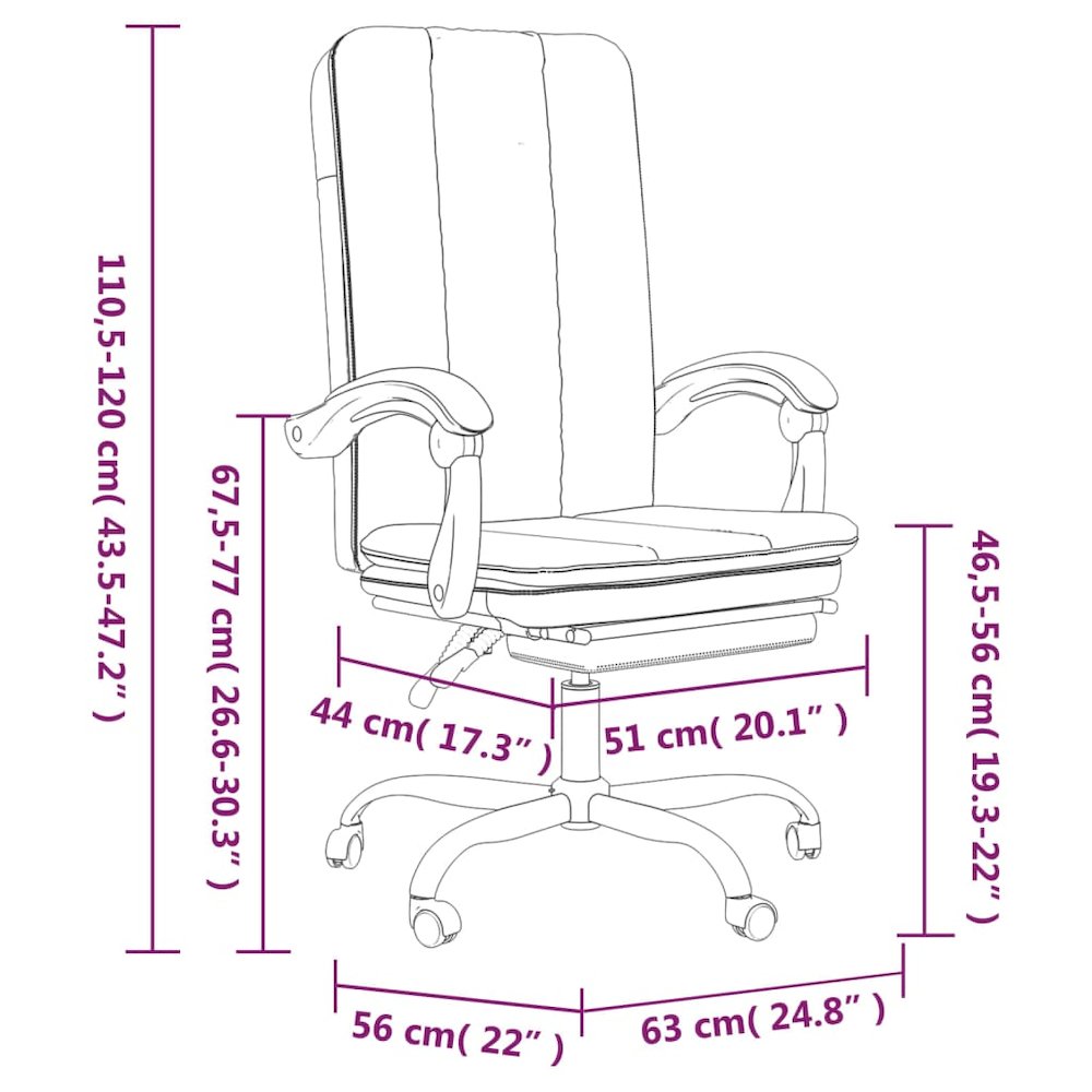 Reclining Office Chair Black Faux leather, Foam, Metal, Plywood