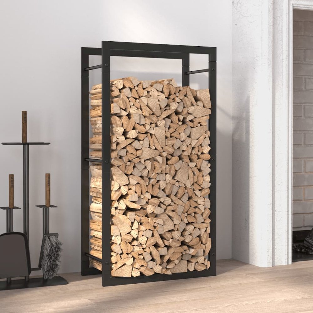 Firewood Rack Matt Black 19.7"x11"x37" Steel